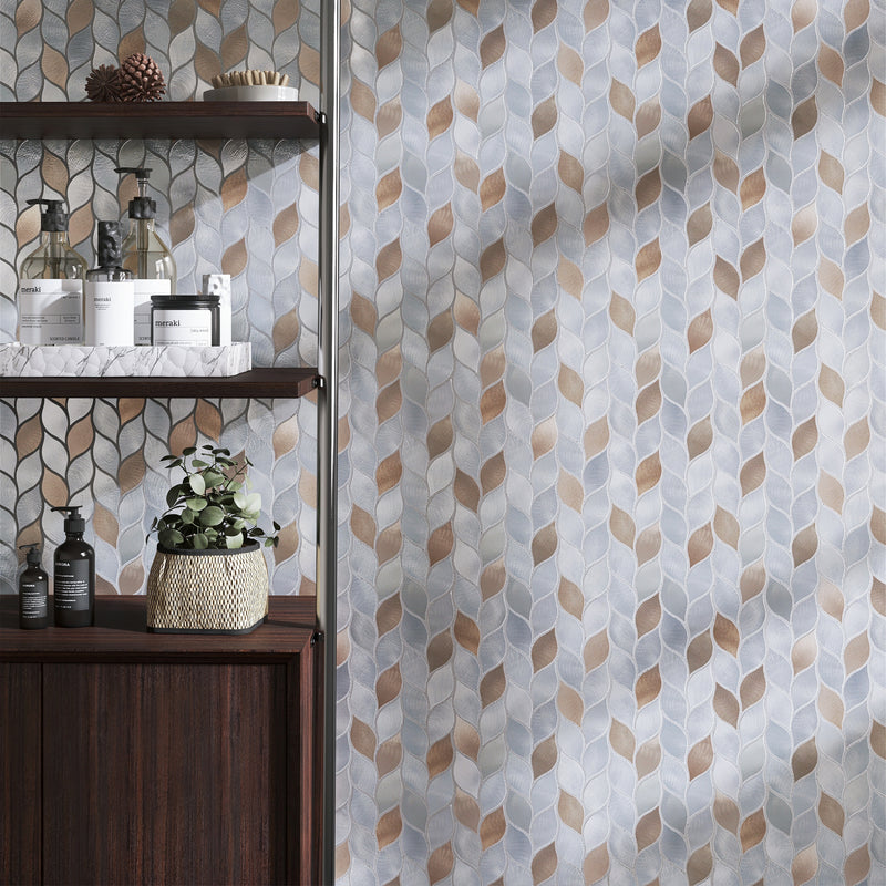 Silvleaf 12.21 in. x 13.39 in. Geometric Matte Aluminum Mosaic Tile