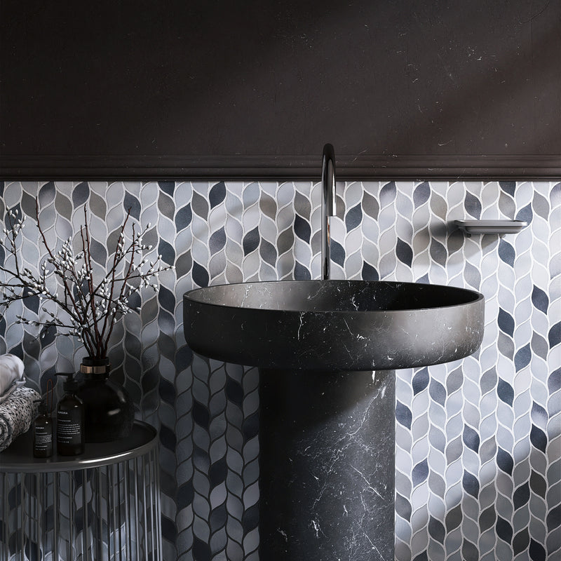 Silvleaf 12.21 in. x 13.39 in. Geometric Matte Aluminum Mosaic Tile