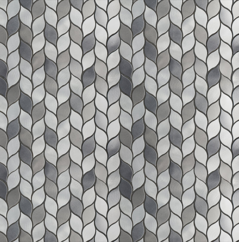 Silvleaf 12.21 in. x 13.39 in. Geometric Matte Aluminum Mosaic Tile