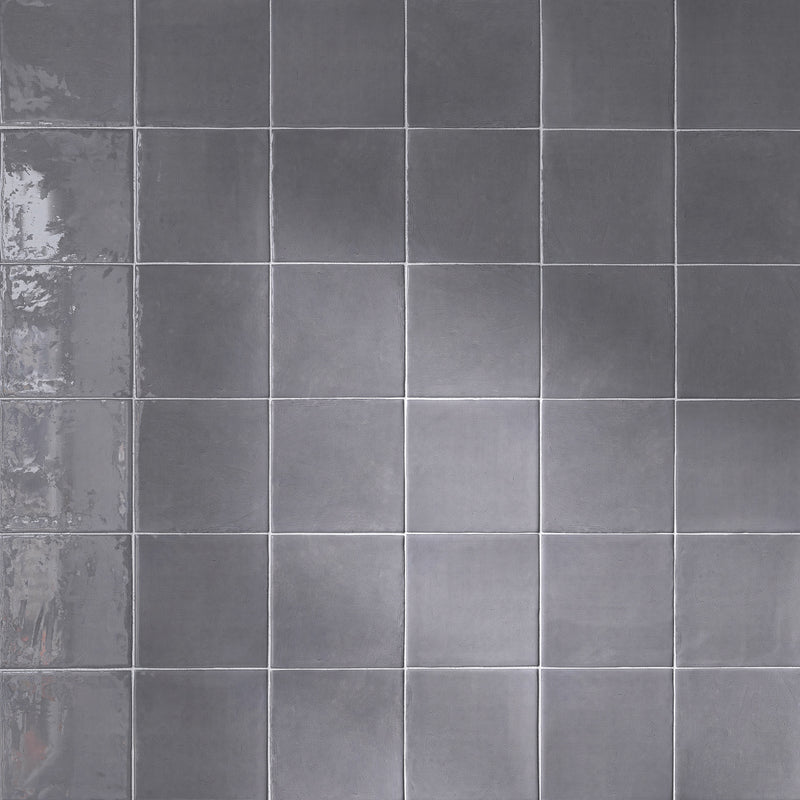 NEW COUNTRY  5.9"x5.9" Polished Ceramic Wall Tile - Asfalt Charcoal Gray