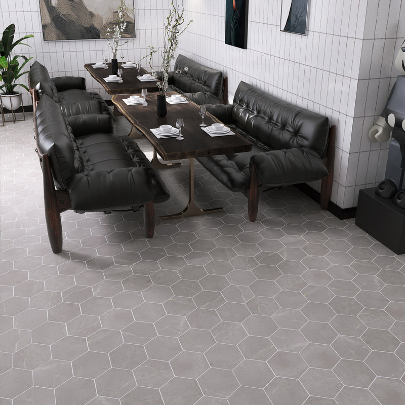 ELEGANCE 7.7"x8.9" Matte Porcelain Floor and Wall Tile - Gray