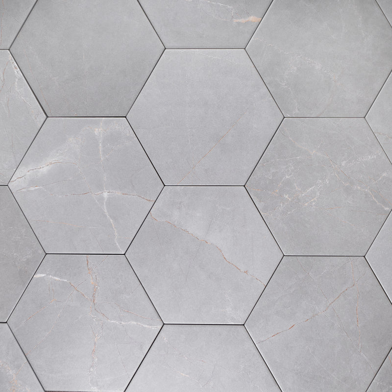 ELEGANCE 7.7"x8.9" Matte Porcelain Floor and Wall Tile - Gray