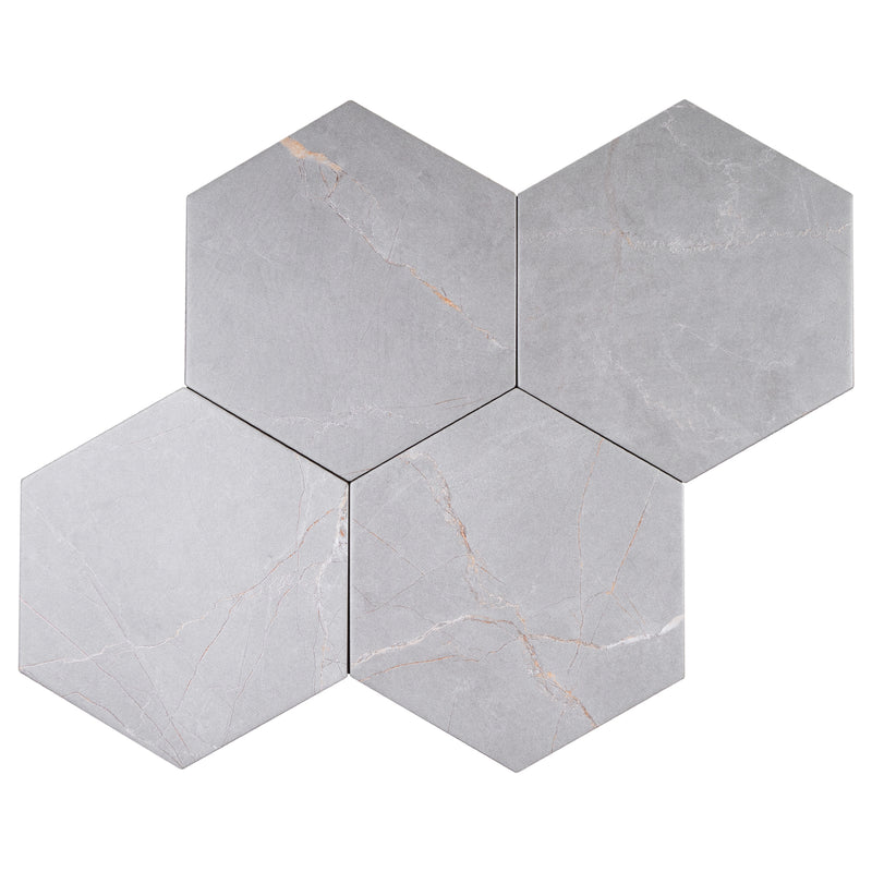 ELEGANCE 7.7"x8.9" Matte Porcelain Floor and Wall Tile - Gray