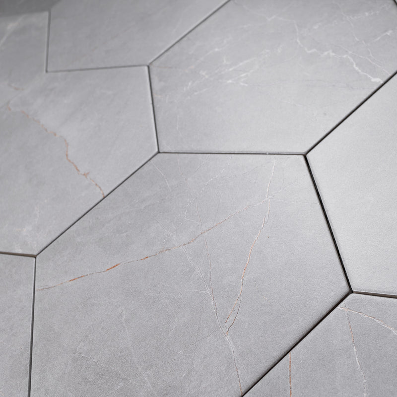 ELEGANCE 7.7"x8.9" Matte Porcelain Floor and Wall Tile - Gray