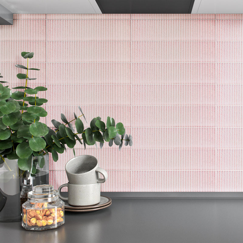 SOLDEU 2.95"x11.81" Polished Ceramic Wall Tile - Pink