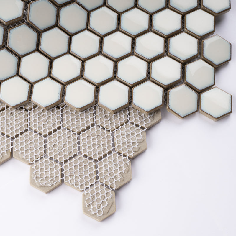 JAPM201  Reactive Glazed Polished Porcelain Tiny Hexagon Mosaic Tile