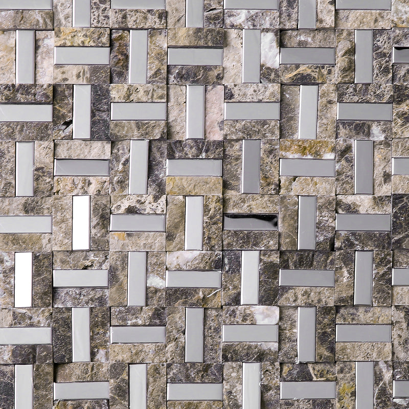 SBK-05  Sliver Brick Series - Emperador Lover Mosaic Tile