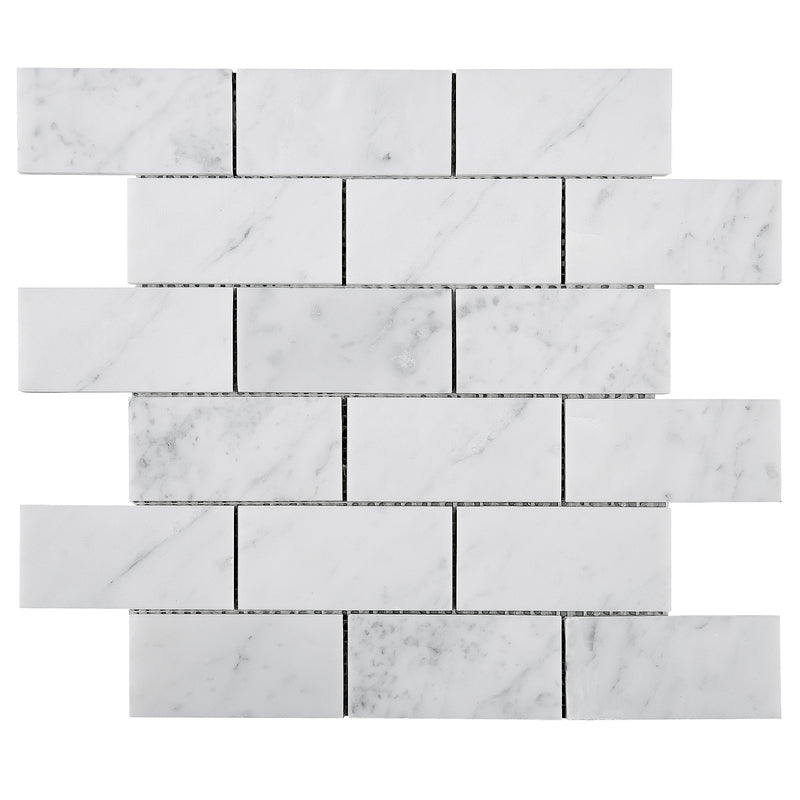 WHCA-01  White Carrara Series - 2X4 Rectangle Carrara Mosaic Tile