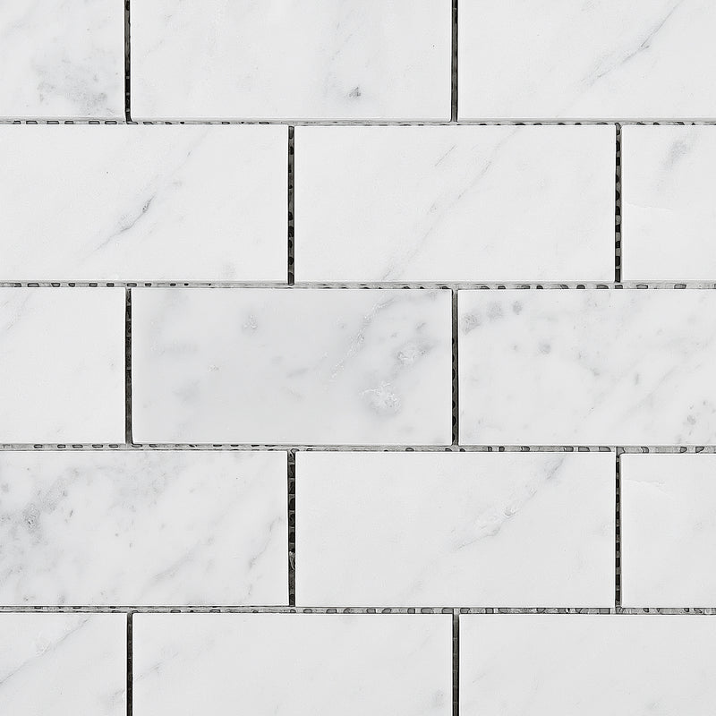 WHCA-01  White Carrara Series - 2X4 Rectangle Carrara Mosaic Tile