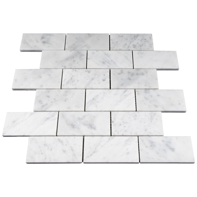 WHCA-01  White Carrara Series - 2X4 Rectangle Carrara Mosaic Tile