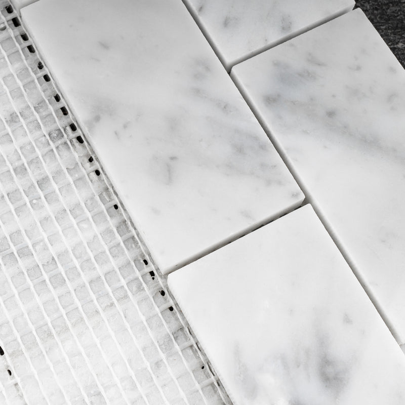 WHCA-01  White Carrara Series - 2X4 Rectangle Carrara Mosaic Tile